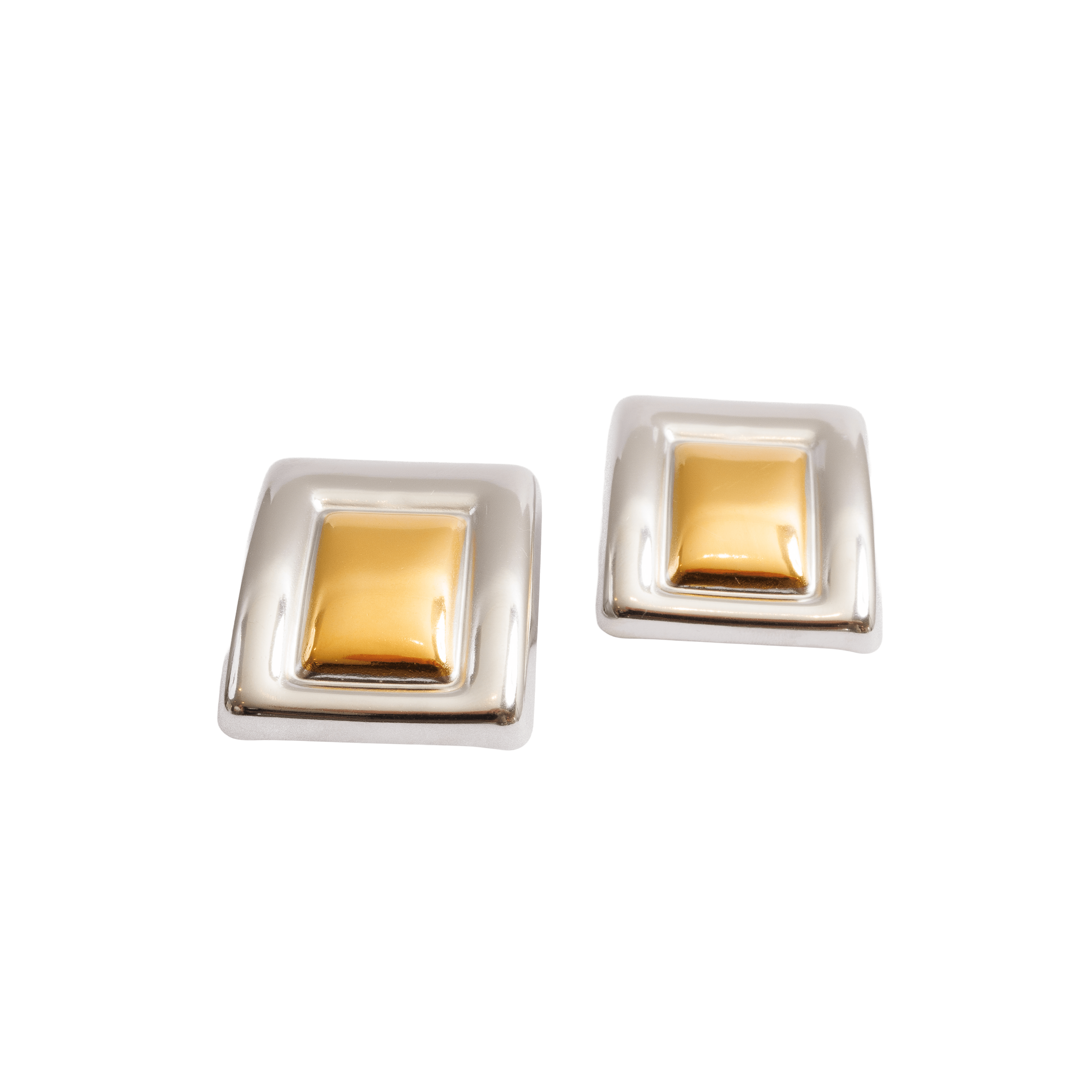 Brinco Geométrico com Mix de Banhos Dourado e Prata - Murano Joias