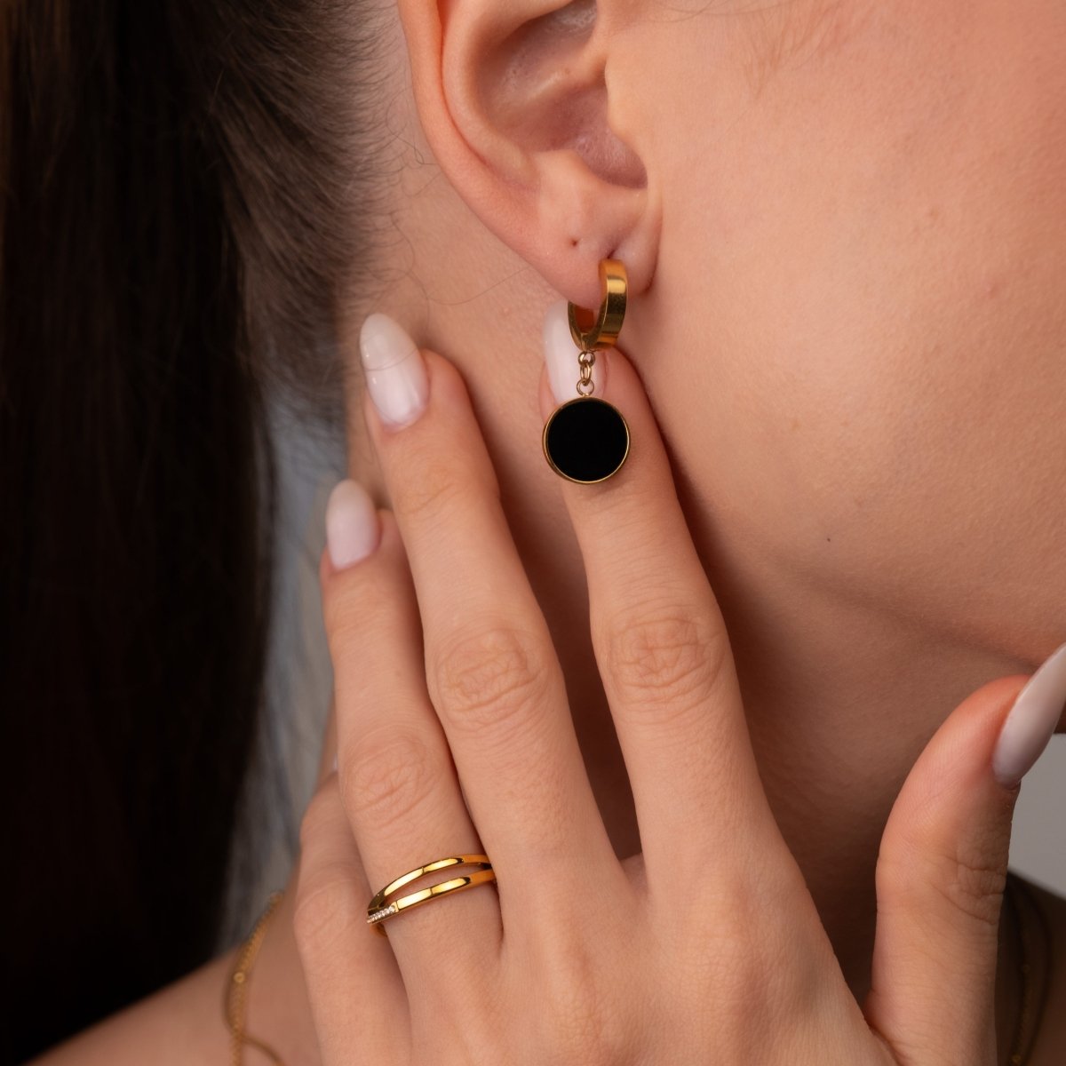 Brinco Pingente Noir Banhado em Ouro 18k - Murano Joias