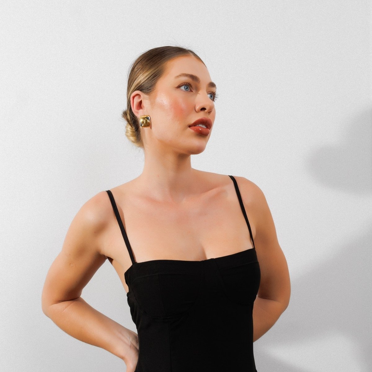 Brinco Spiral Square com Mix de Banhos Dourado e Prata - Murano Joias