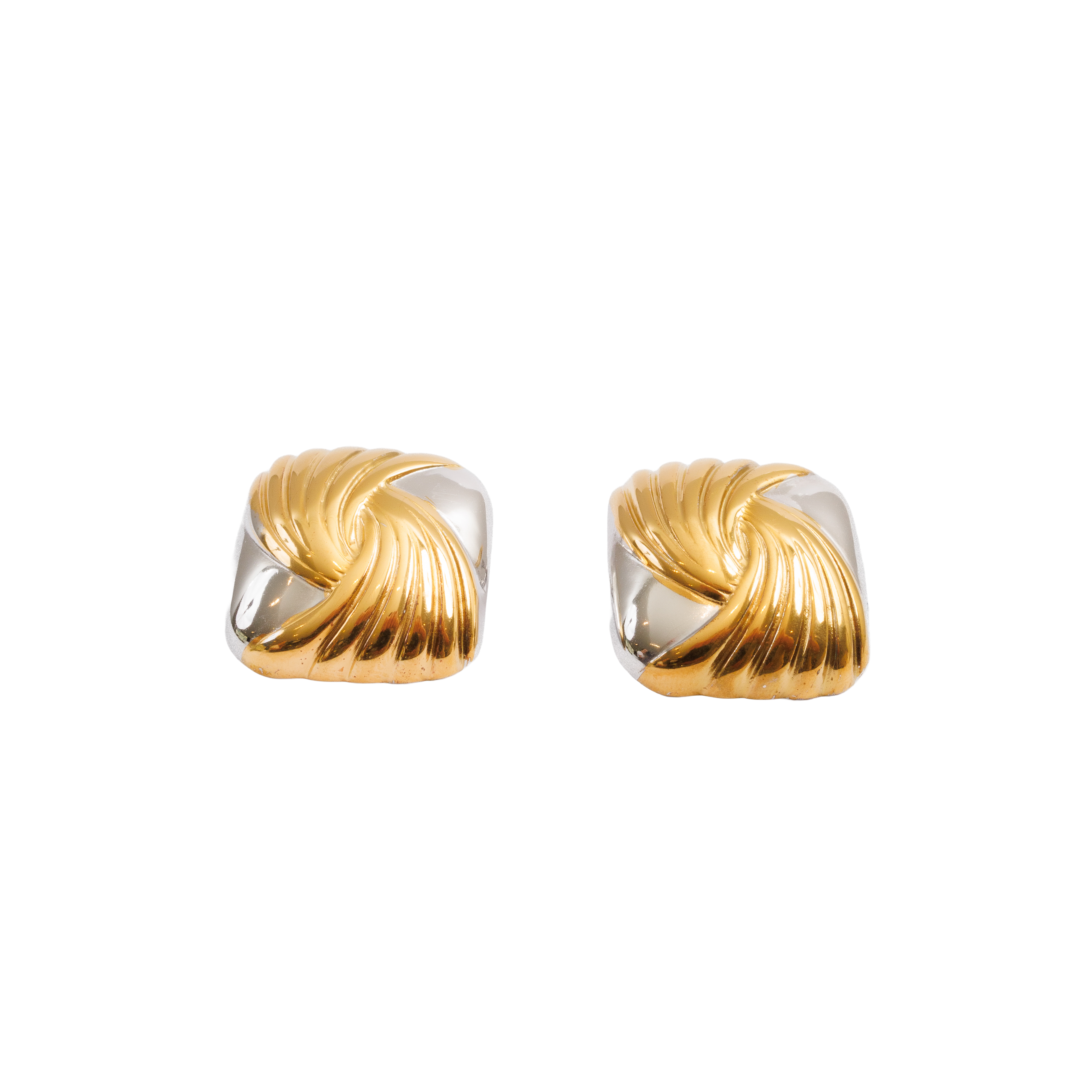Brinco Spiral Square com Mix de Banhos Dourado e Prata - Murano Joias