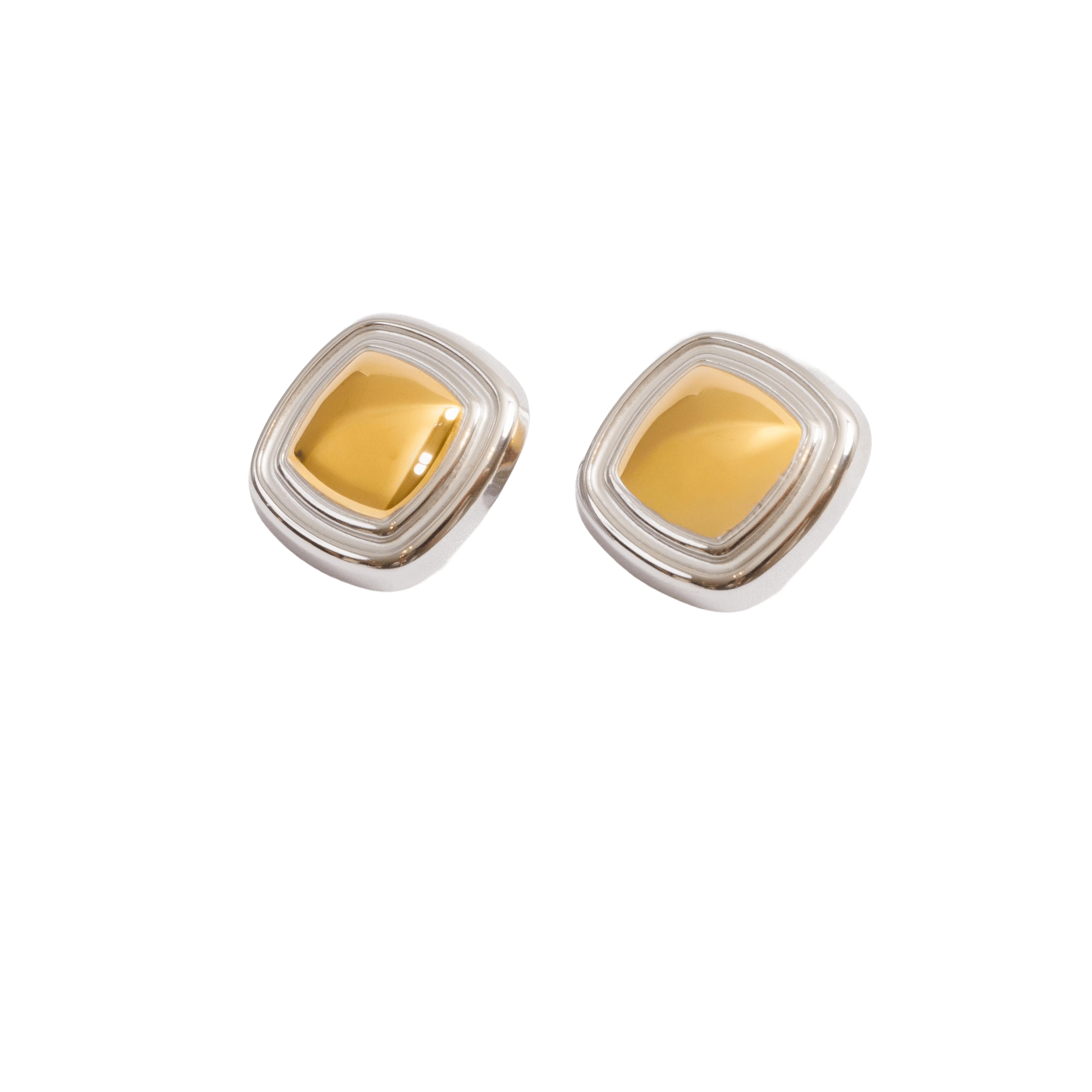 Brinco Square Lumière com Mix de Banhos Dourado e Prata - Murano Joias