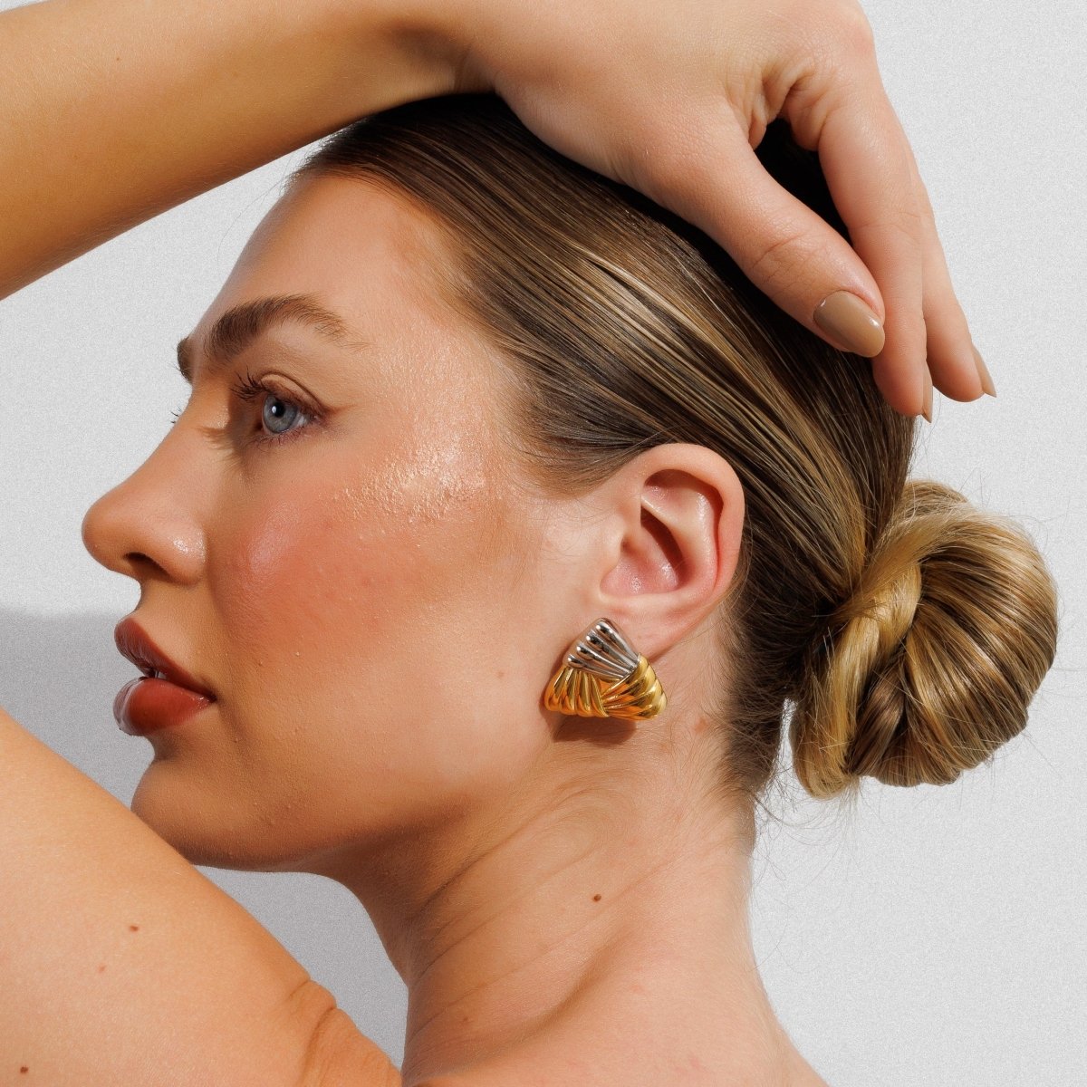 Brinco Triad Shine com Mix de Banhos Dourado e Prata - Murano Joias