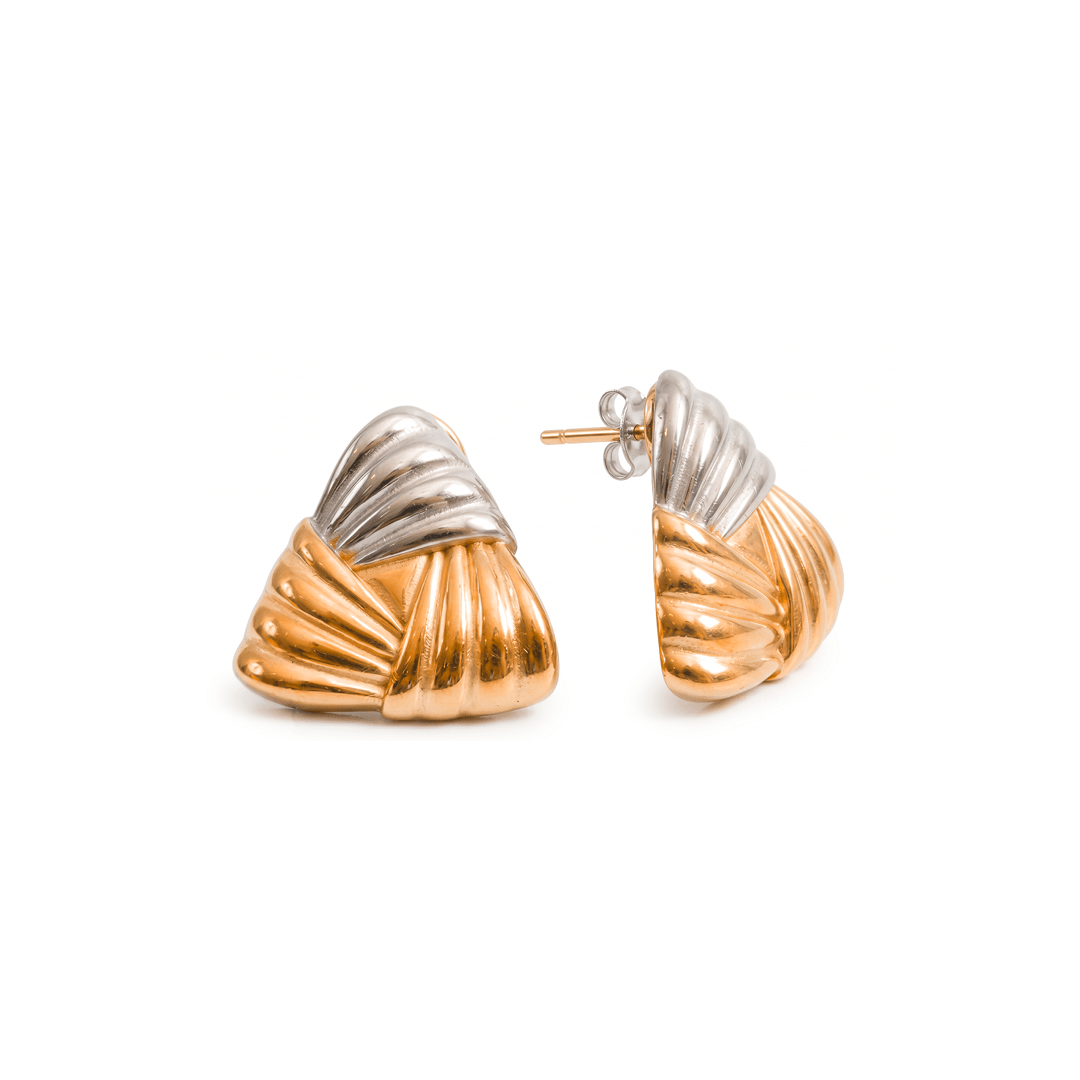 Brinco Triad Shine com Mix de Banhos Dourado e Prata - Murano Joias