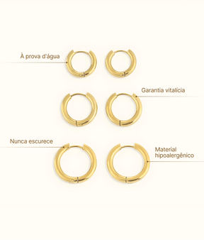 Brinco Trio de Argolas Banhado em Ouro 18K - Murano Joias