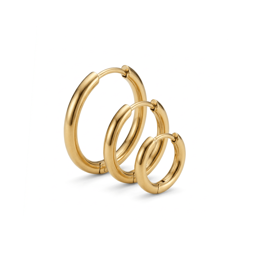 Brinco Trio de Argolas Banhado em Ouro 18K - Murano Joias