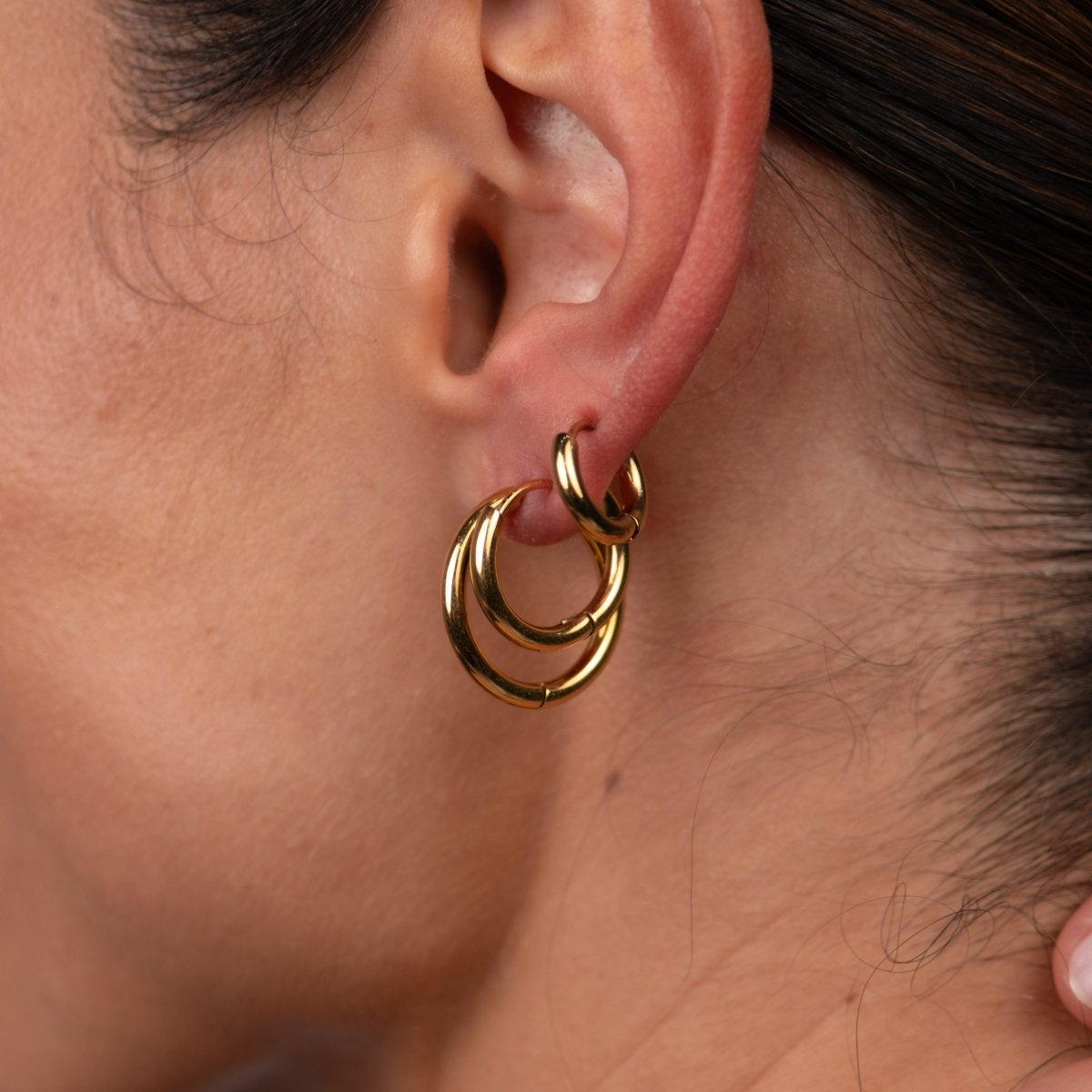 Brinco Trio de Argolas Banhado em Ouro 18K - Murano Joias