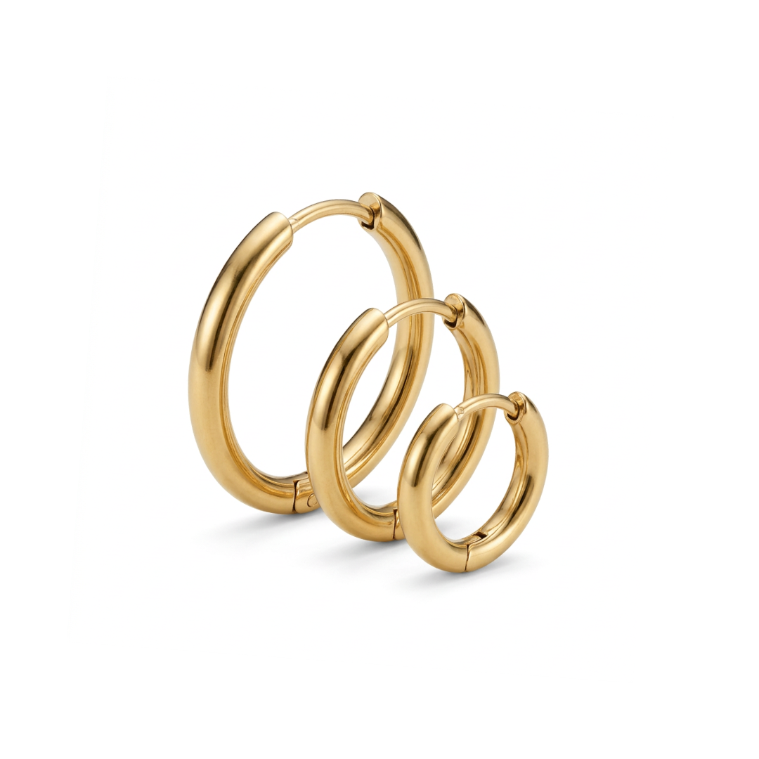 Brinco Trio de Argolas Banhado em Ouro 18K - Murano Joias