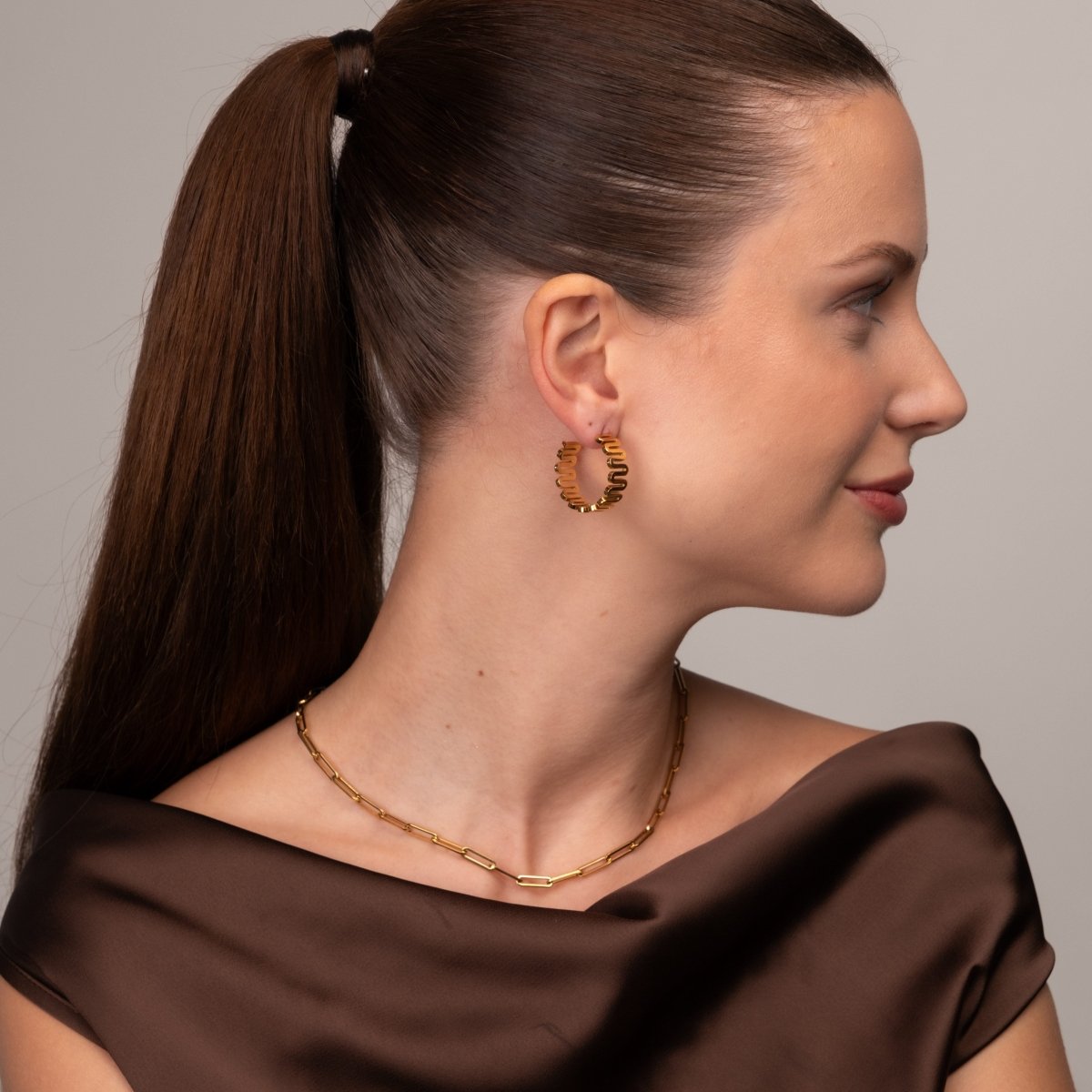 Brinco Zig Zag Banhado em Ouro 18k - Murano Joias