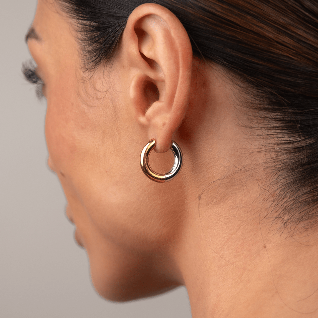 Brincos de Argola Contraste Banhado em Ouro 18k - Murano Joias