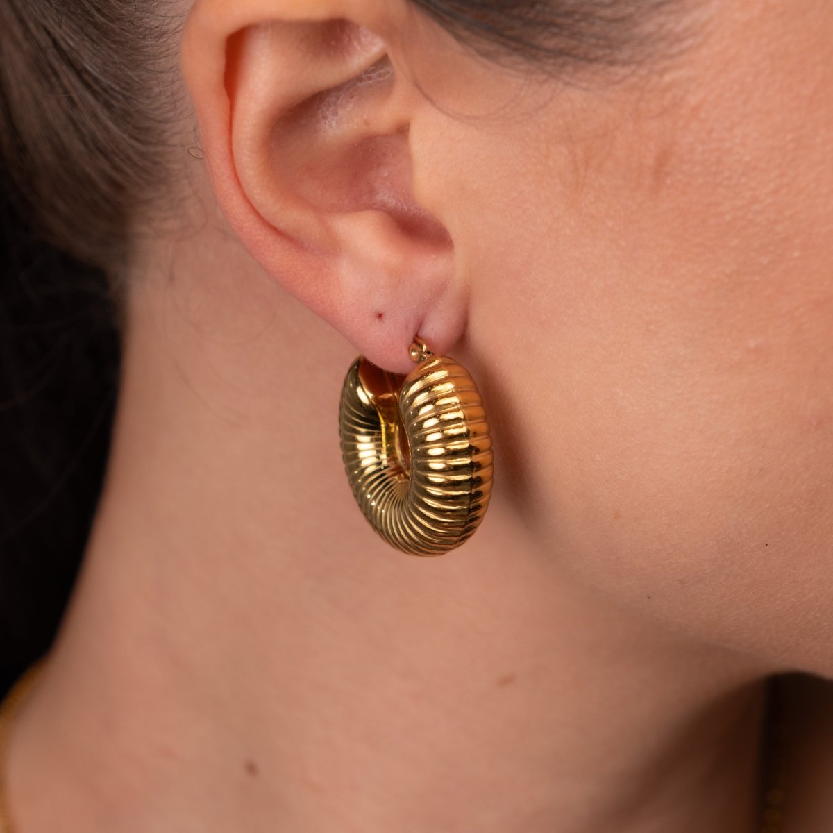Brincos de Argolas Bold Ziza Banhado em Ouro 18k - Murano Joias