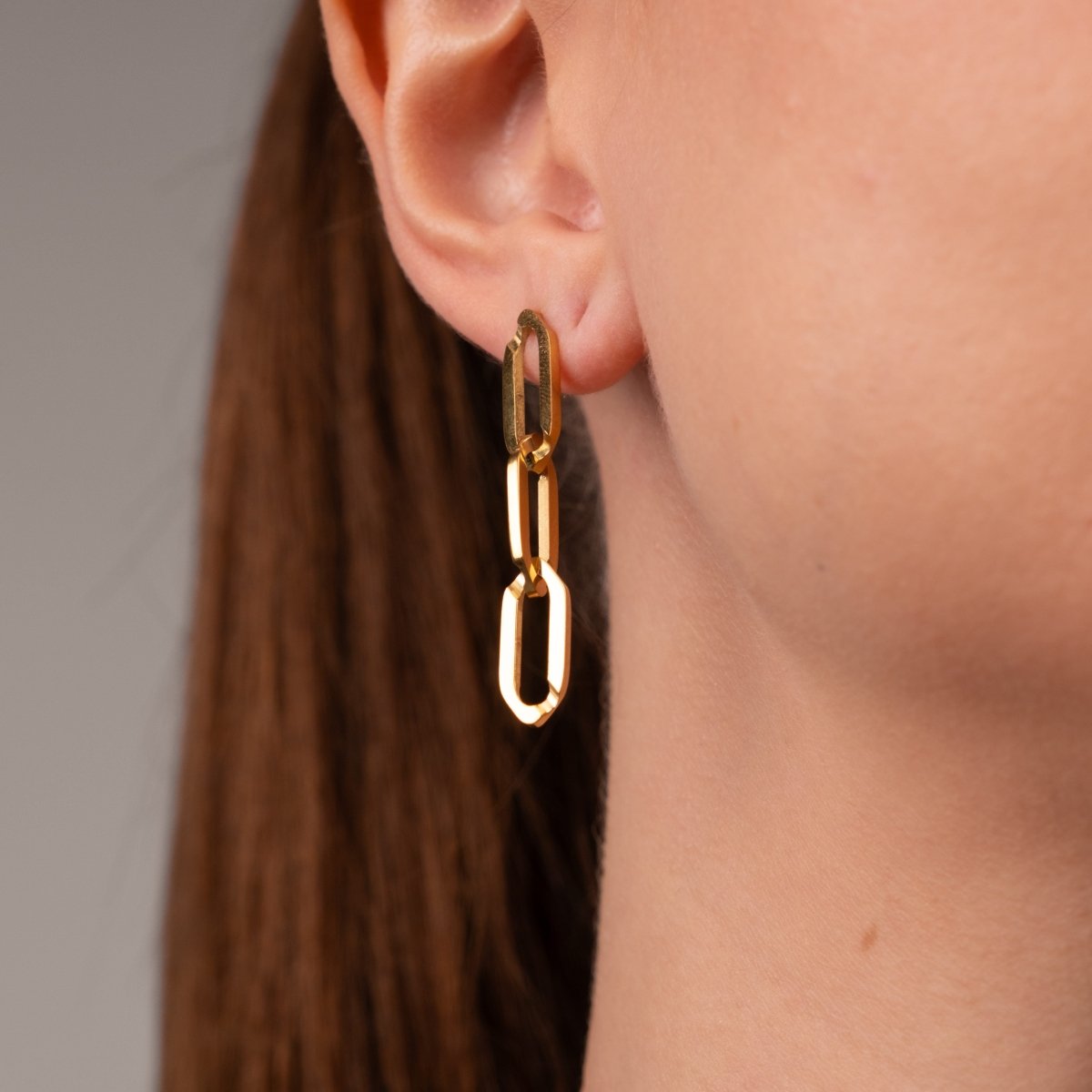 Brincos Pendentes Elo Banhado em Ouro 18k - Murano Joias