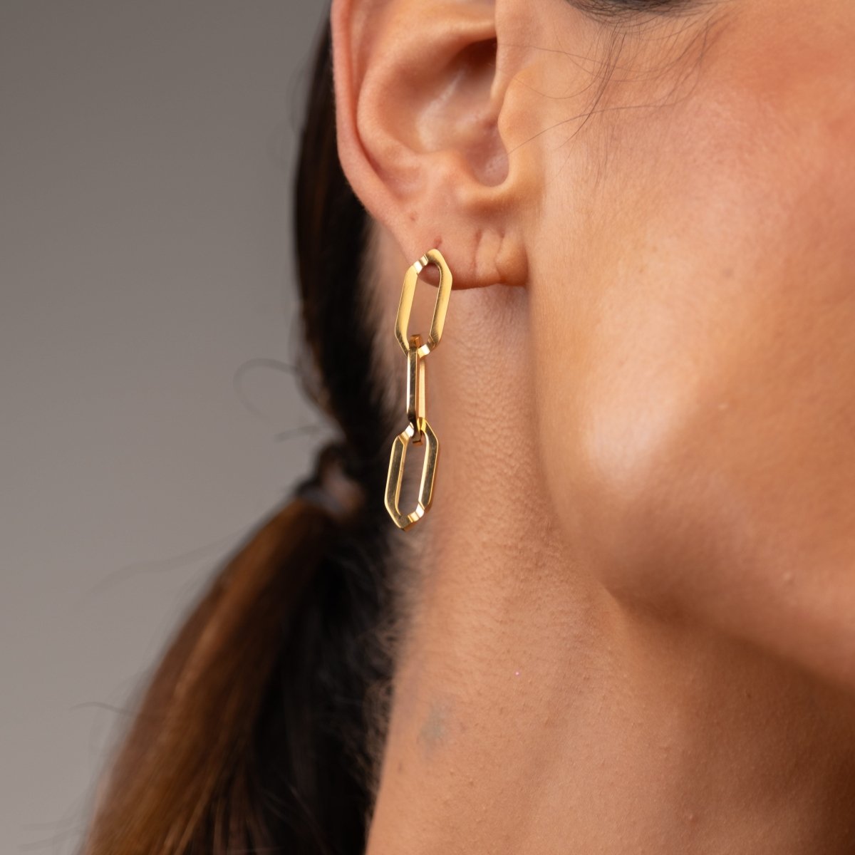 Brincos Pendentes Elo Banhado em Ouro 18k - Murano Joias