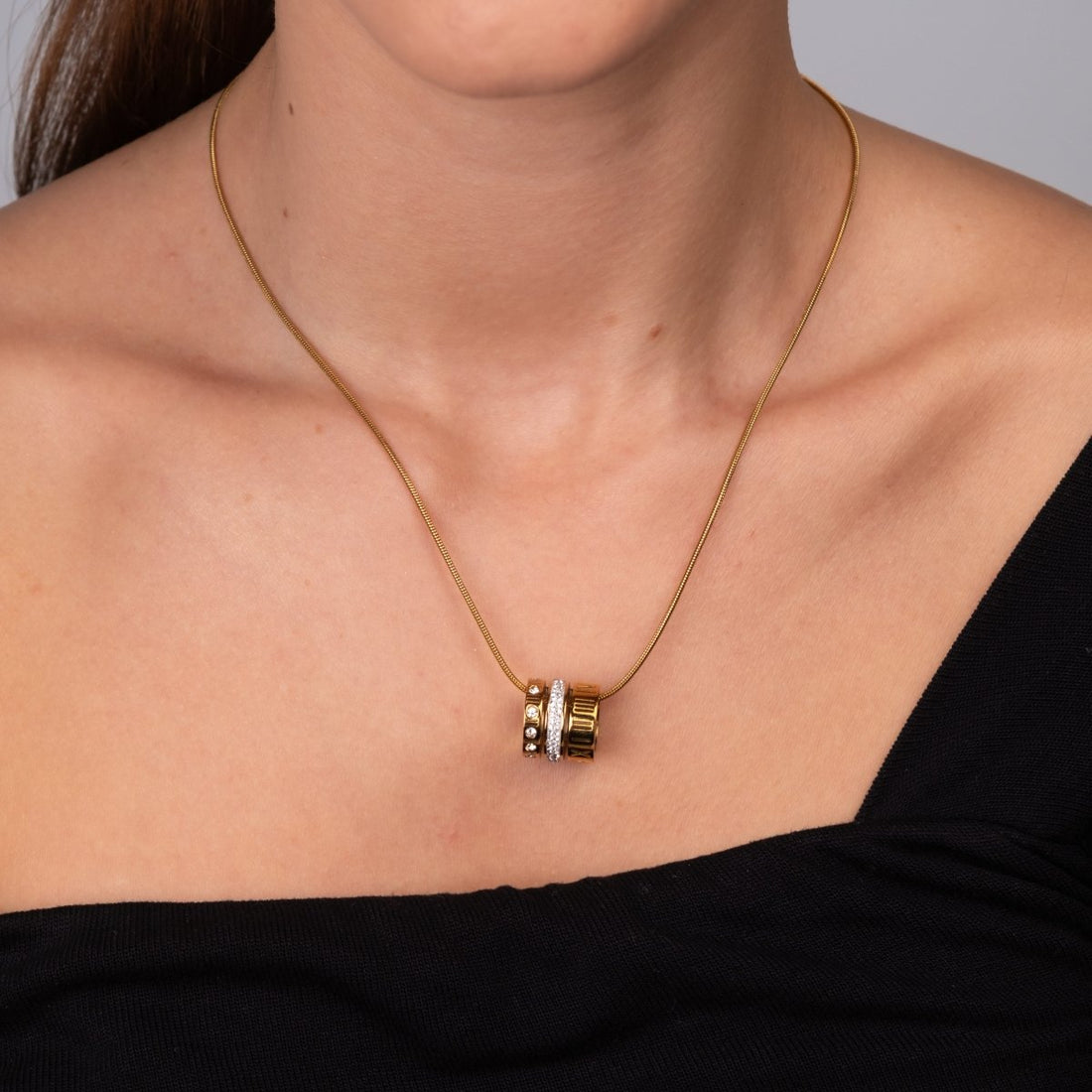 Colar Aro Triplo Algarismo Romano Banhado em Ouro 18k - Murano Joias