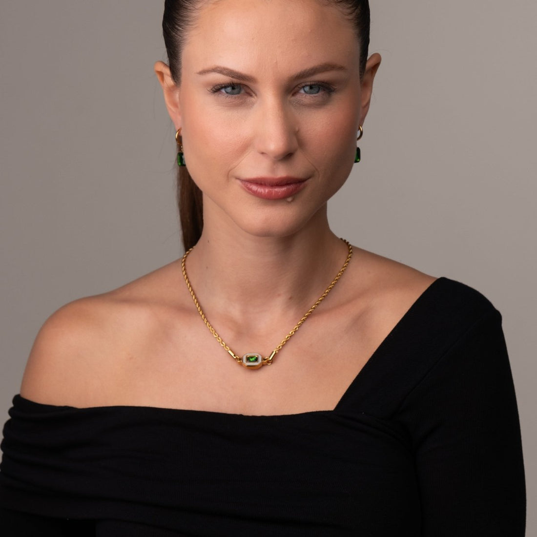 Colar Aura Esmeralda Banhado em Ouro 18K - Murano Joias