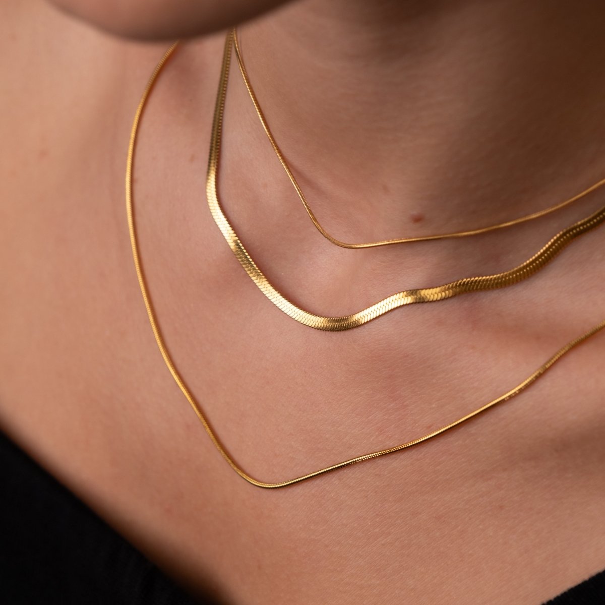 Colar Celina Trio Camadas Malha Banhado em Ouro 18K - Murano Joias