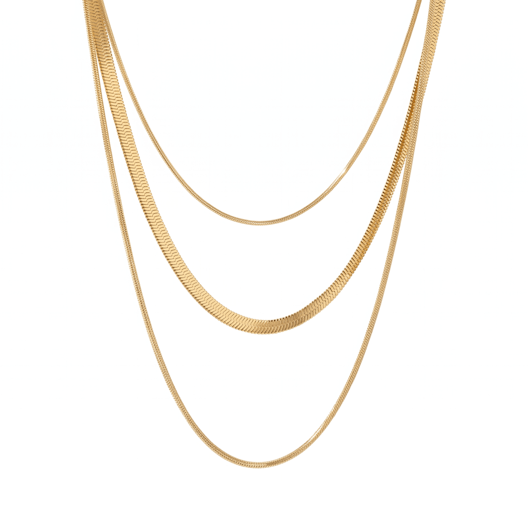 Colar Celina Trio Camadas Malha Banhado em Ouro 18K - Murano Joias
