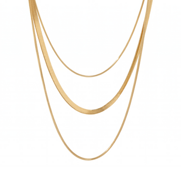 Colar Celine Trio Camadas Malha Banhado em Ouro 18K - Murano Joias