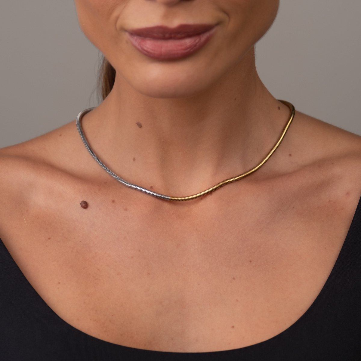 Colar Contraste Malha Banhado em Ouro 18K - Murano Joias