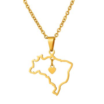 Colar Coração do Brasil em Ouro 18K - Murano Joias