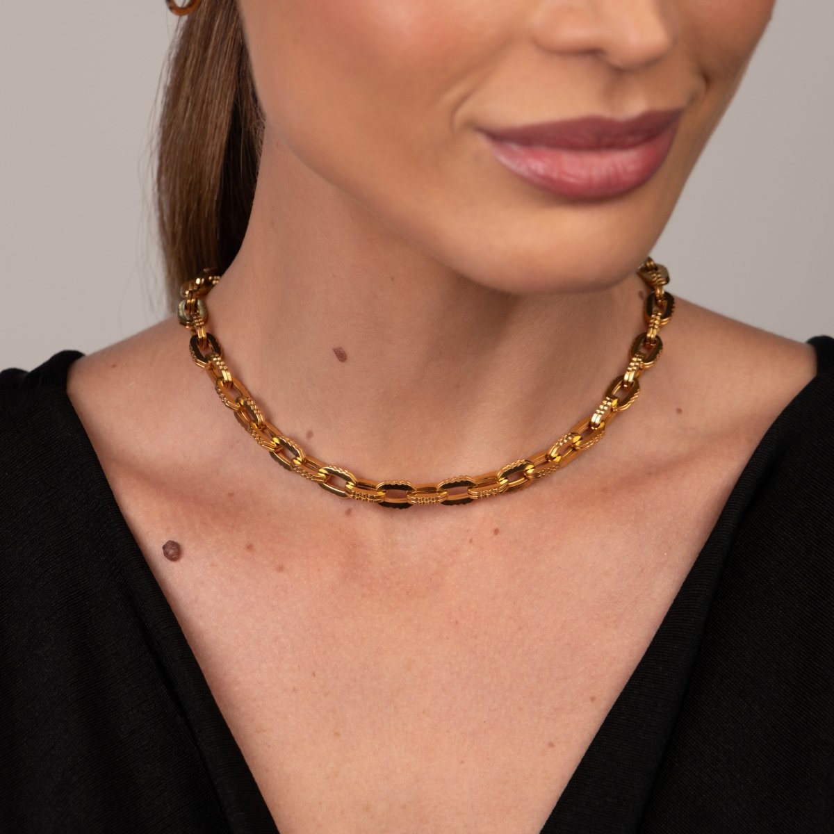 Colar Elos Chunky Banhado em Ouro 18k - Murano Joias