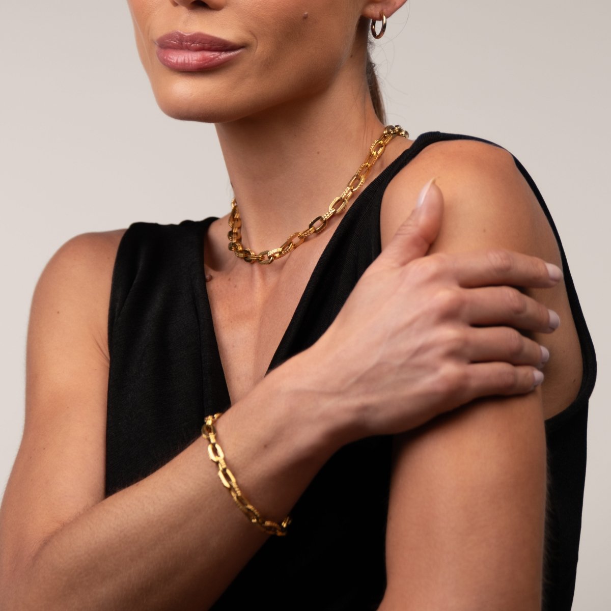 Colar Elos Chunky Banhado em Ouro 18k - Murano Joias