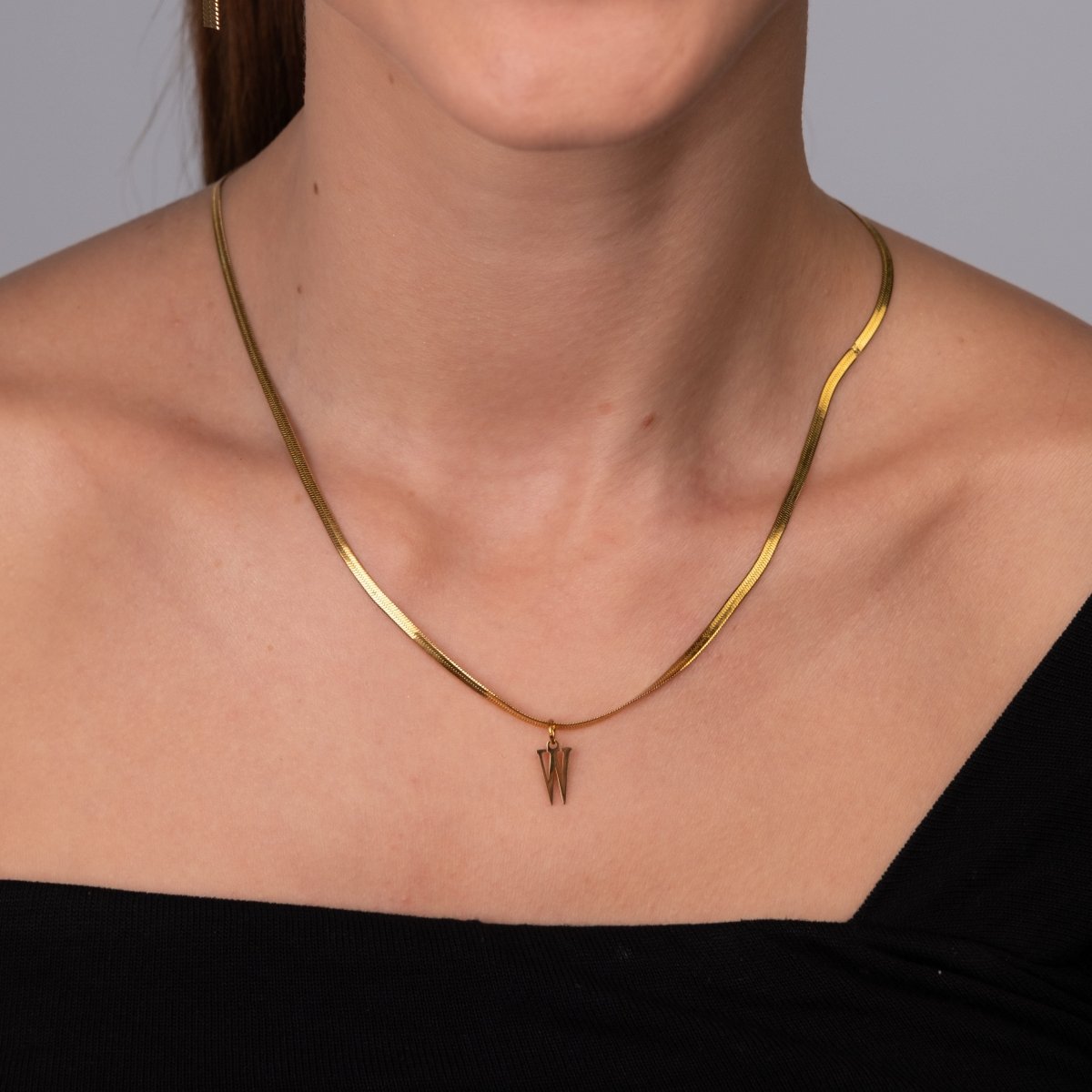 Colar Letra Inicial Malha Banhado em Ouro 18K - Murano Joias