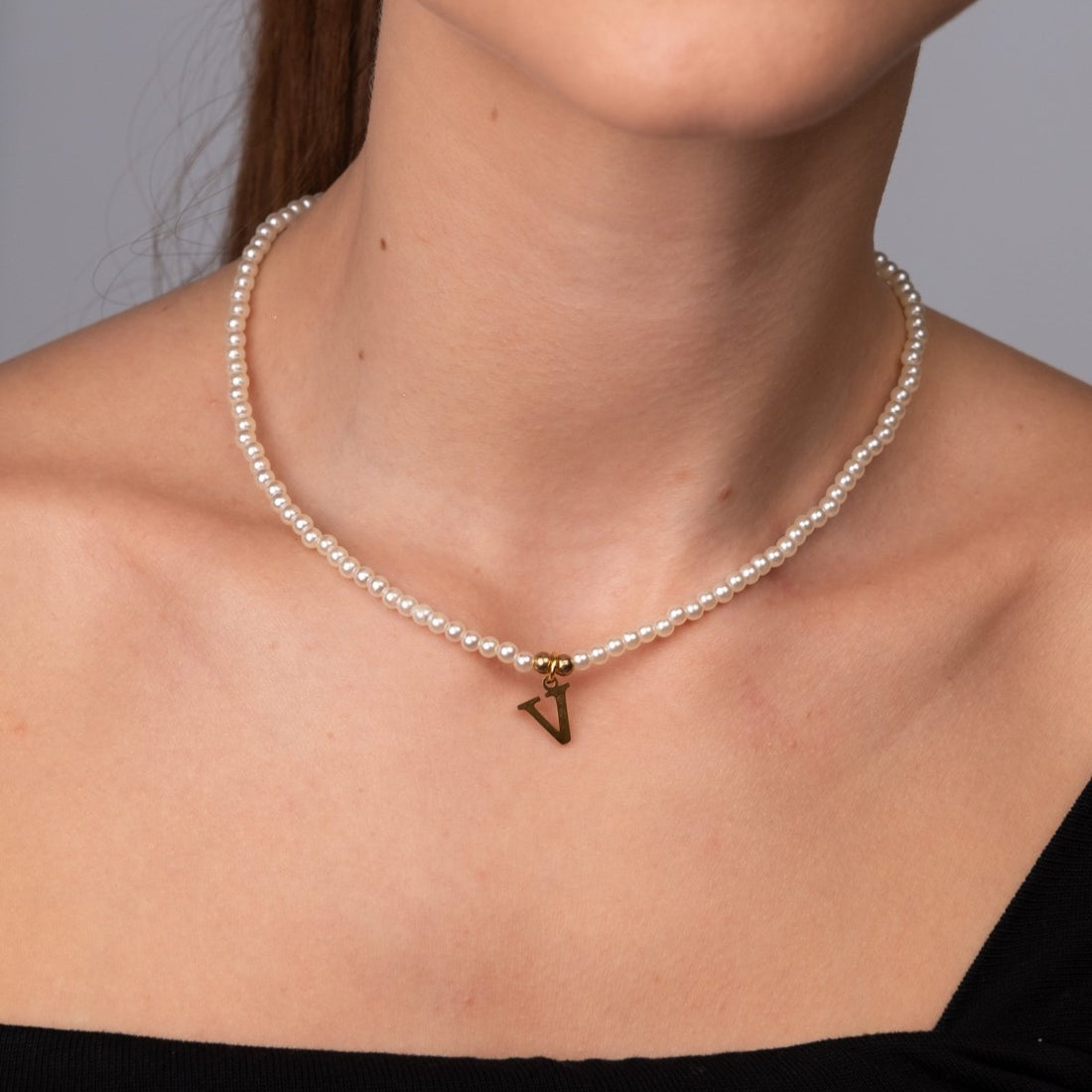 Colar Letra Inicial Pérola Banhado em Ouro 18K - Murano Joias
