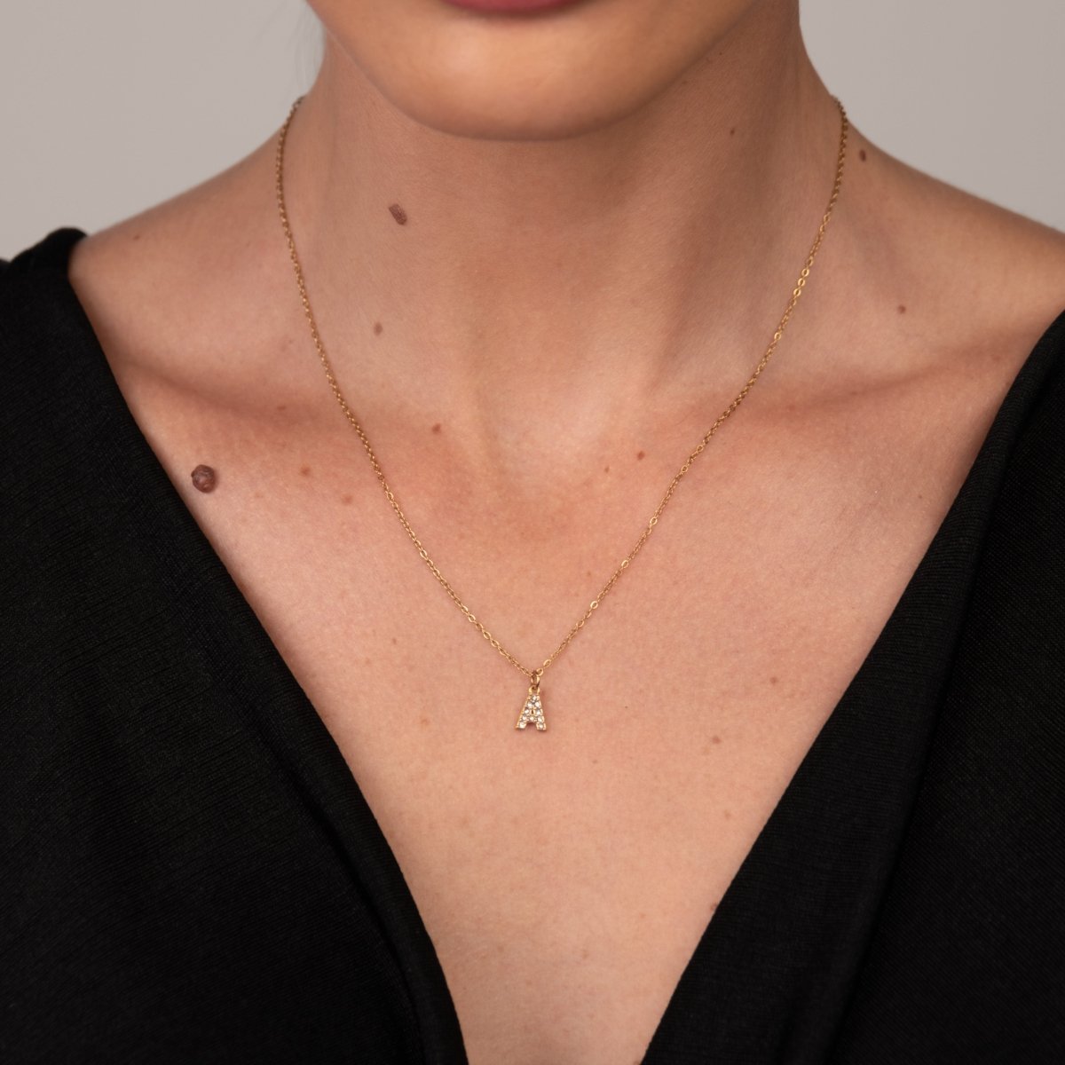 Colar Letra Inicial Stone Banhado em Ouro 18K - Murano Joias