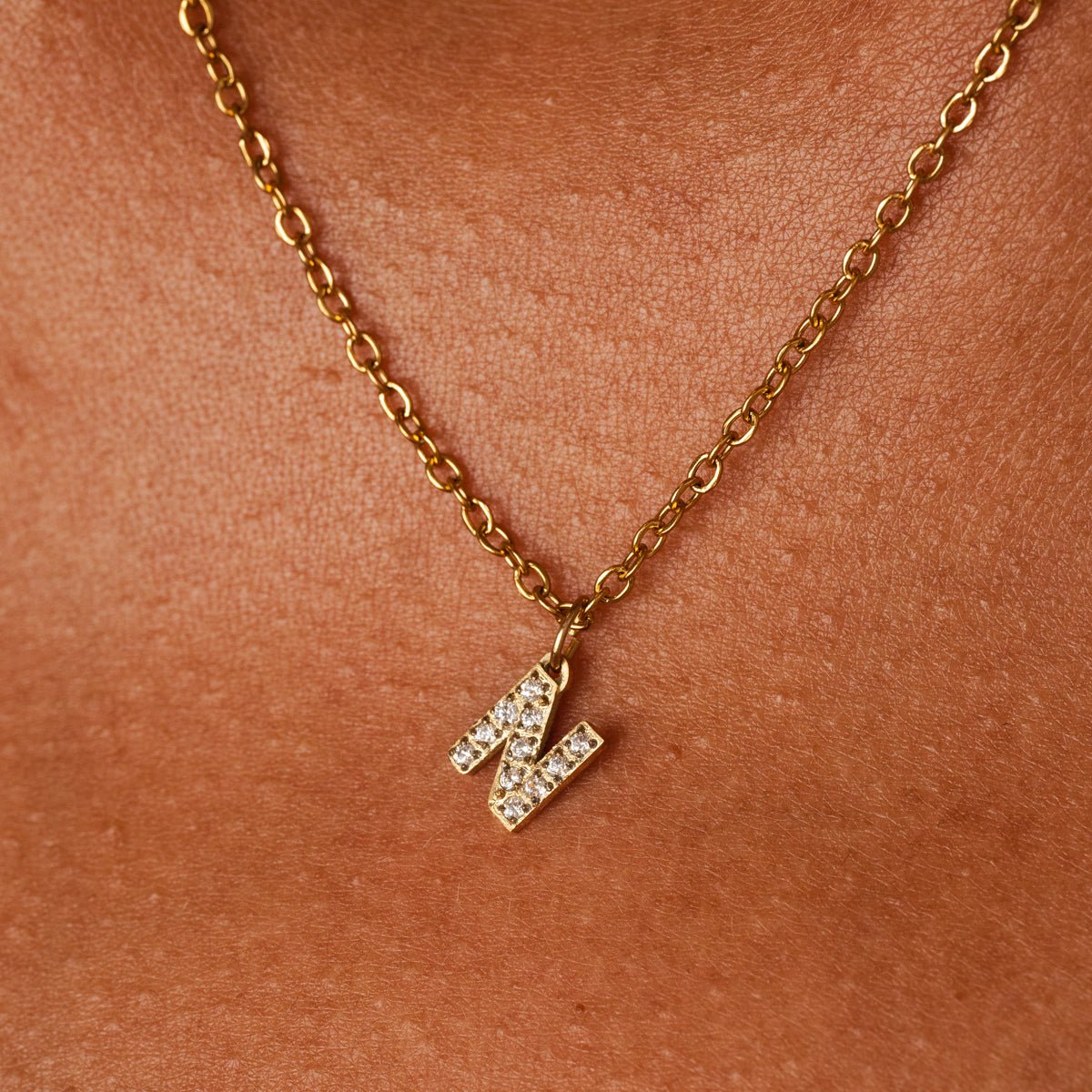 Colar Letra Inicial Stone Banhado em Ouro 18K - Murano Joias