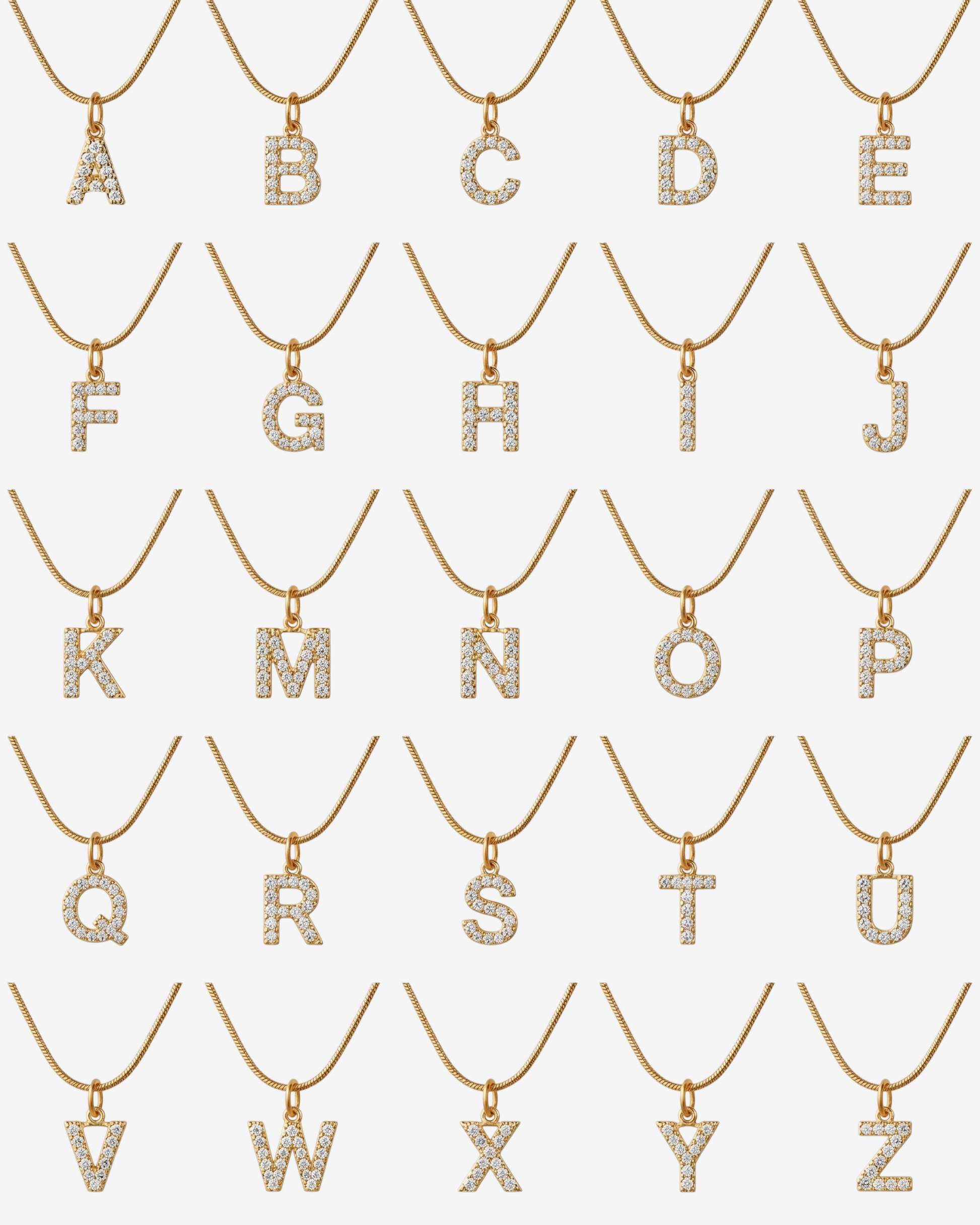 Colar Letra Inicial Zircônia Banhado em Ouro 18K - Murano Joias