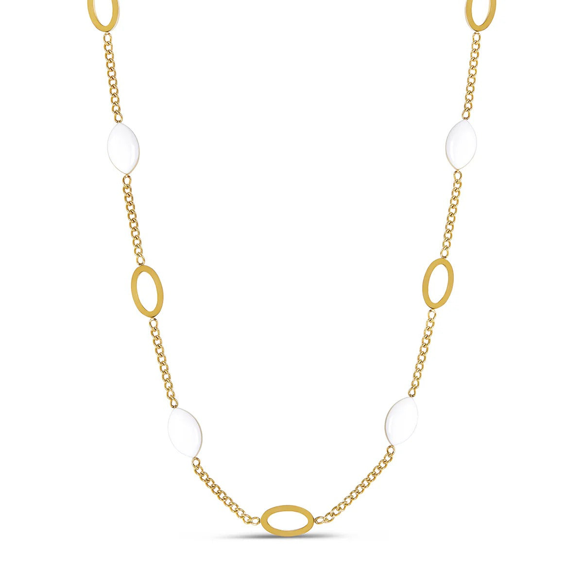 Colar Pingente Oval Angellica Banhado em Ouro 18K - Murano Joias
