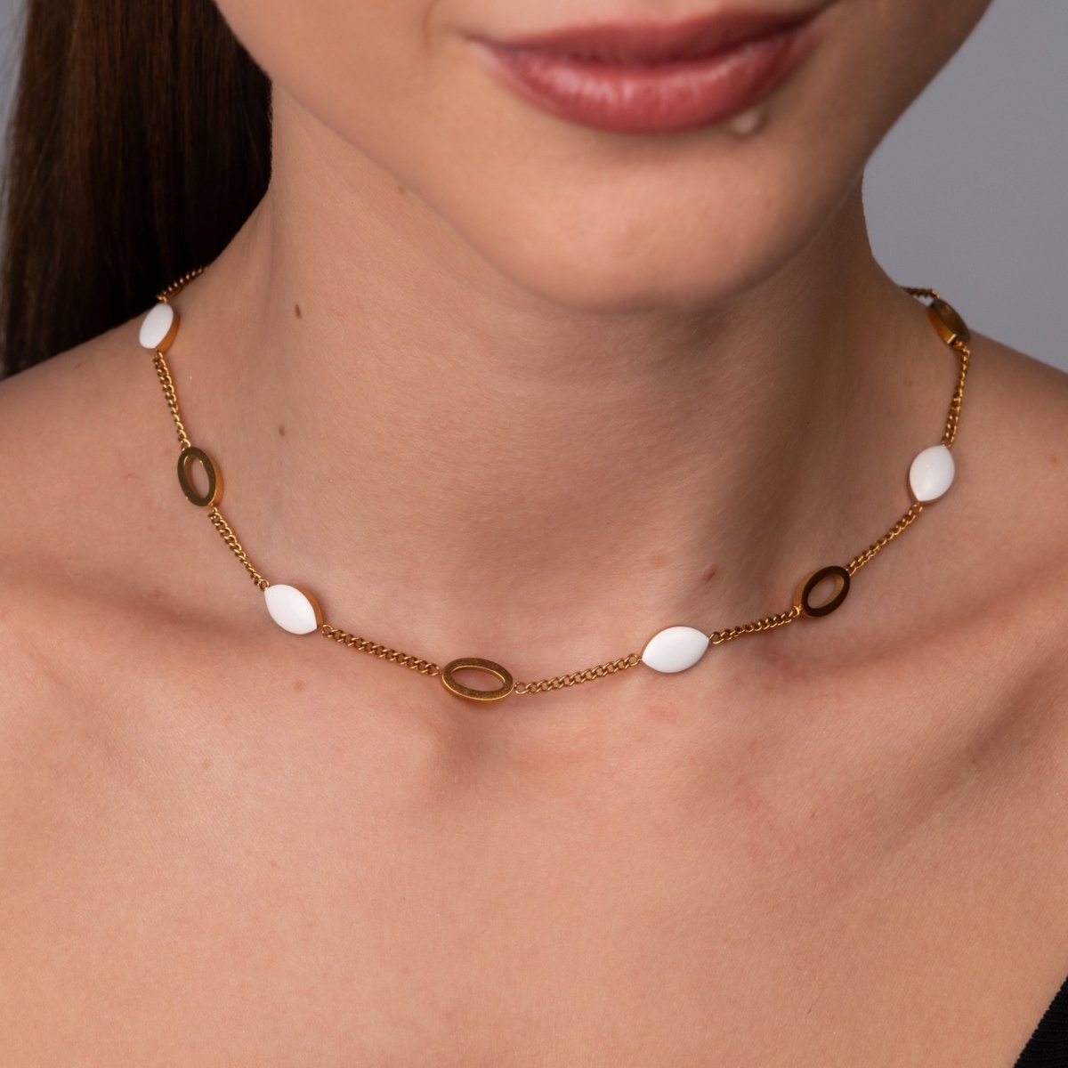 Colar Pingente Oval Angellica Banhado em Ouro 18K - Murano Joias
