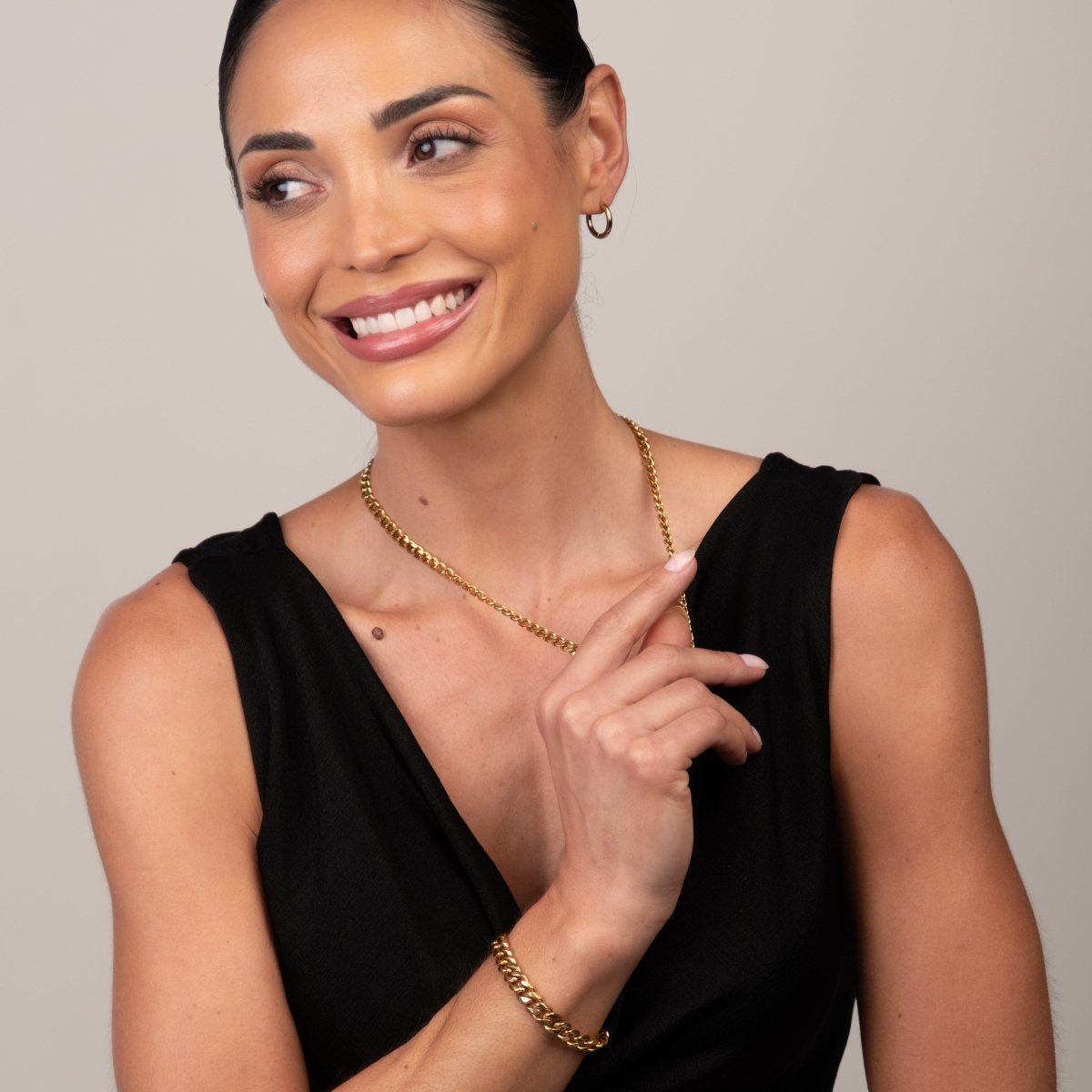Colar Selenza Corrente Cubana Banhado em Ouro 18K - Murano Joias