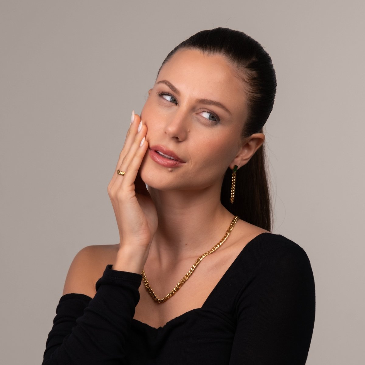 Colar Selenza Corrente Cubana Banhado em Ouro 18K - Murano Joias