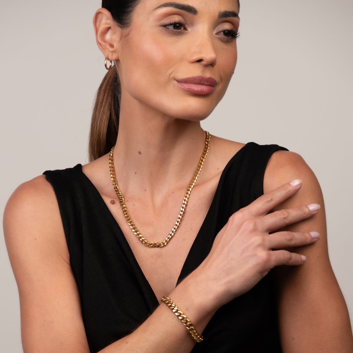 Colar Selenza Corrente Cubana Banhado em Ouro 18K - Murano Joias