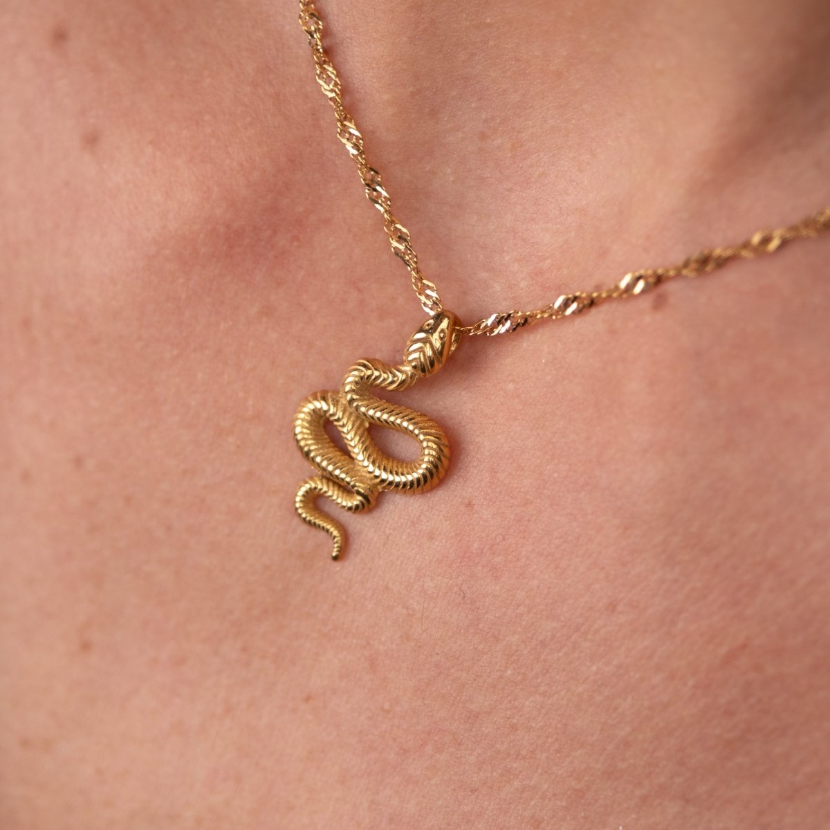 Colar Serpente Pingente Banhado em Ouro 18K - Murano Joias