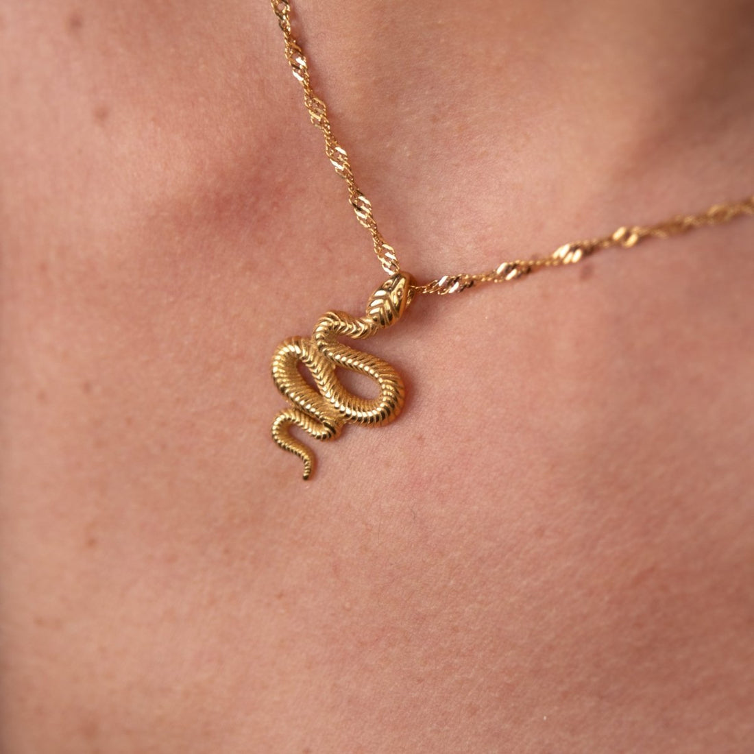 Colar Serpente Pingente Banhado em Ouro 18K - Murano Joias