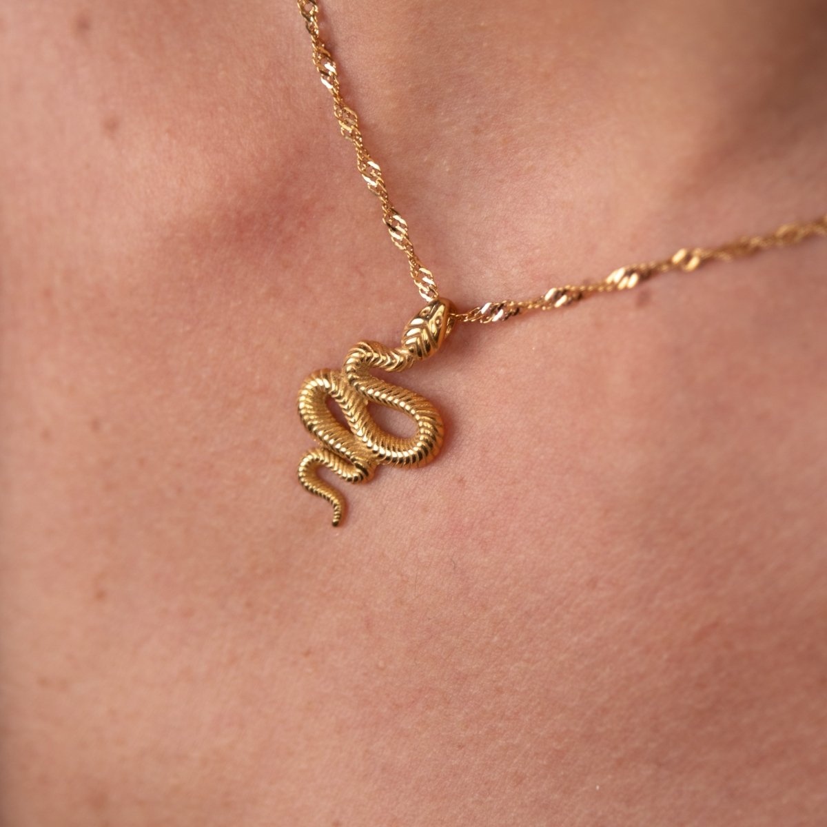 Colar Serpente Pingente Banhado em Ouro 18K - Murano Joias