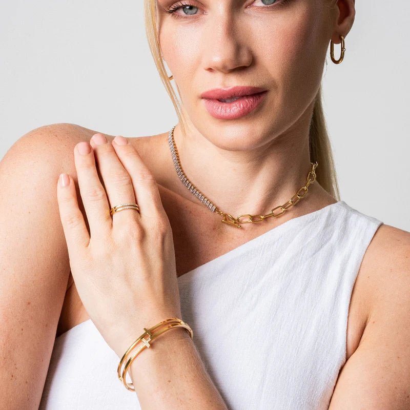 Conjunto Cruz Banhado em Ouro 18K - Murano Joias