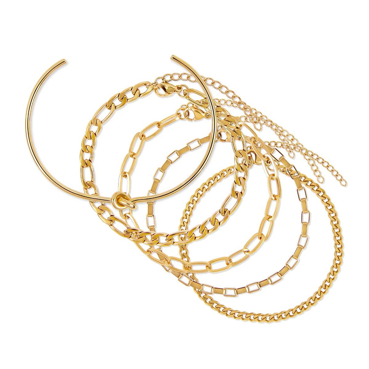 Kit Pulseiras Elegance & Bracelete Nó Banhado em Ouro 18K - Murano Joias