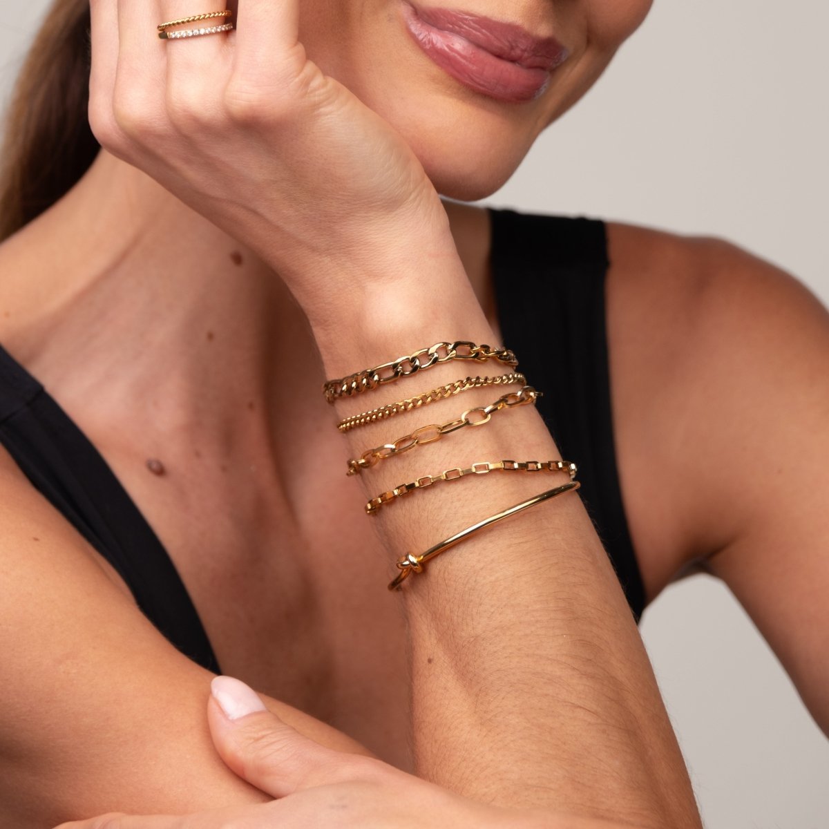 Kit Pulseiras Elegance & Bracelete Nó Banhado em Ouro 18K - Murano Joias