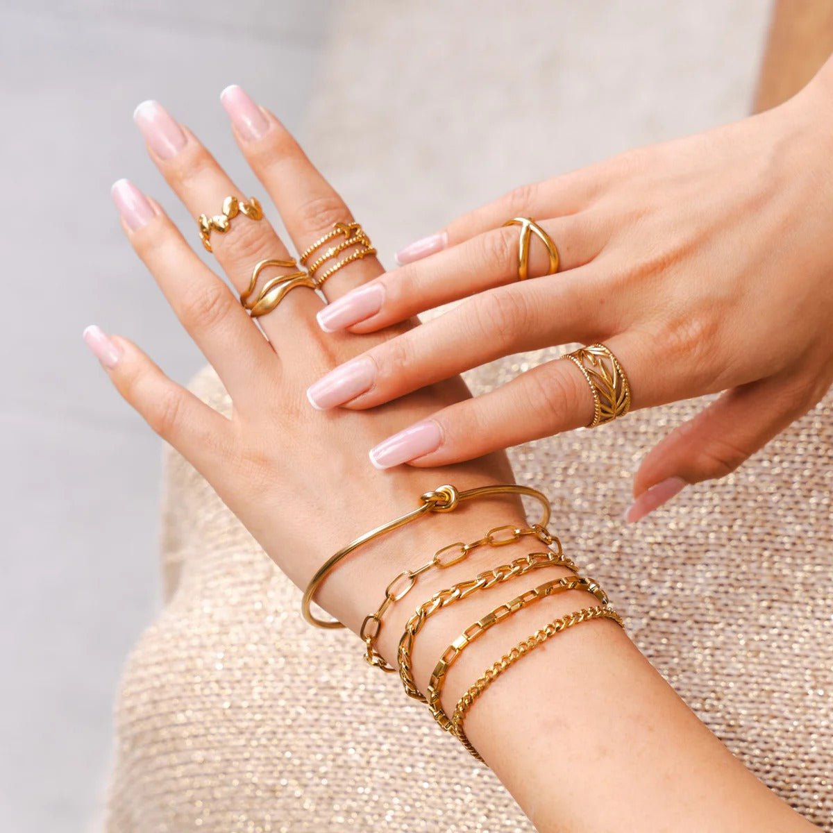 Kit Pulseiras Elegance & Bracelete Nó Banhado em Ouro 18K - Murano Joias