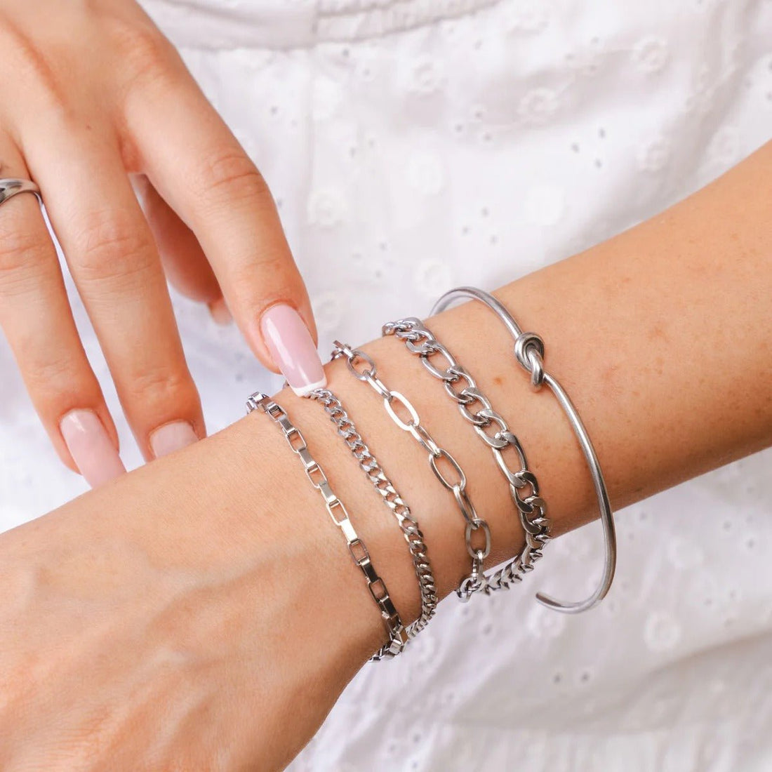 Kit Pulseiras Elegance & Bracelete Nó - Prata - Murano Joias