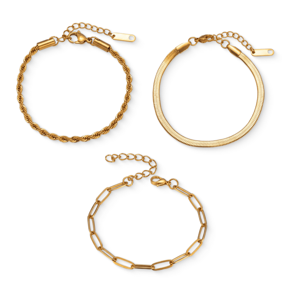 Kit Pulseiras Essential Banhado em Ouro 18K - Murano Joias