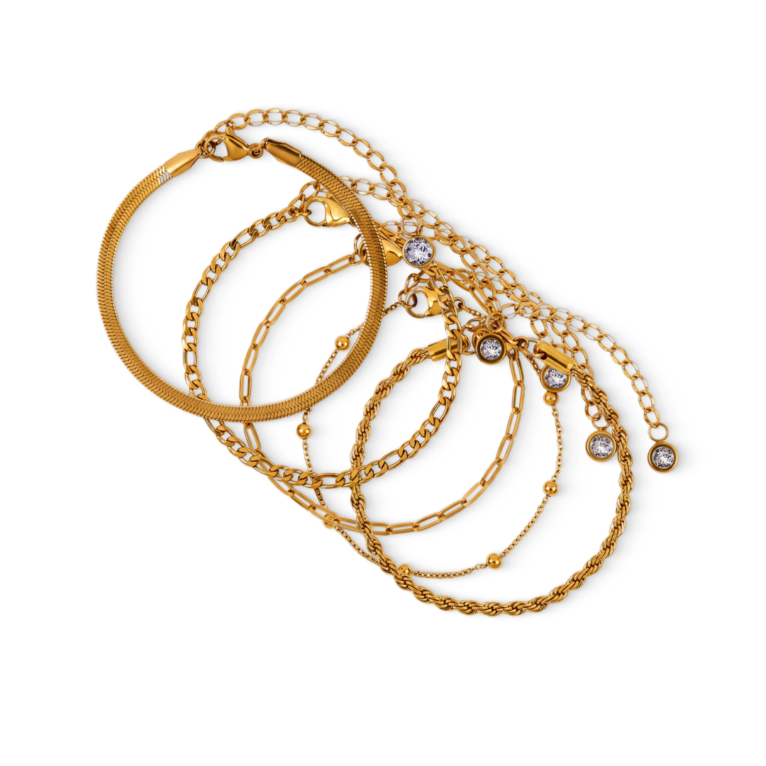 Kit Pulseiras Glamour Zircônias Banhado em Ouro 18K - Murano Joias