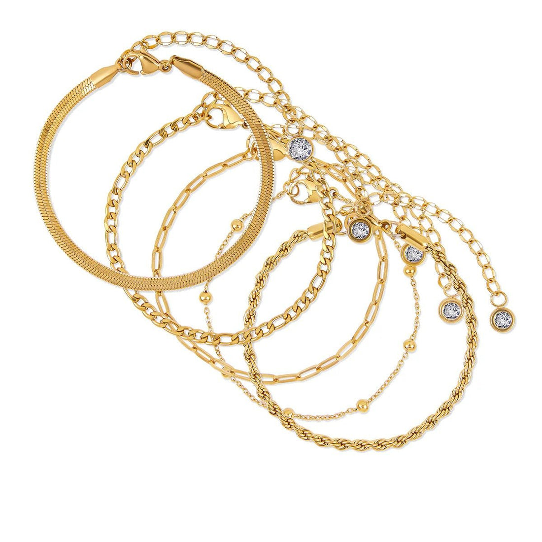 Kit Pulseiras Glamour Zircônias Banhado em Ouro 18K - Murano Joias