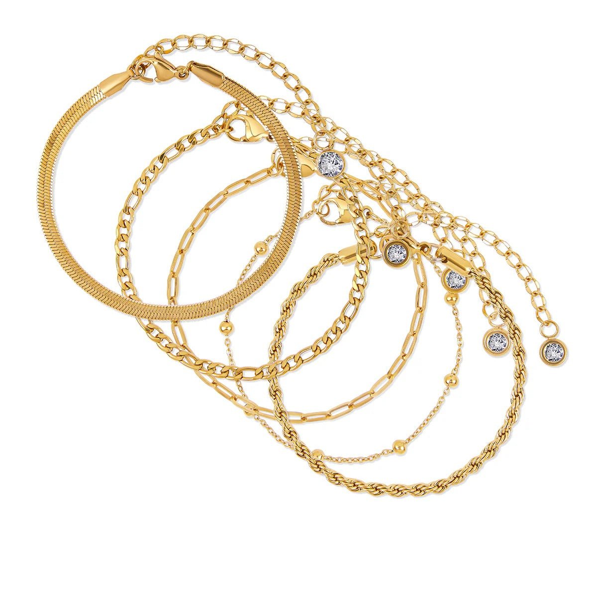 Kit Pulseiras Glamour Zircônias Banhado em Ouro 18K - Murano Joias