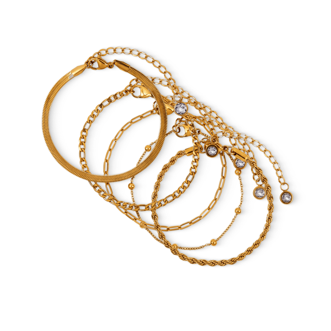 Kit Pulseiras Glamour Zircônias Banhado em Ouro 18K - Murano Joias
