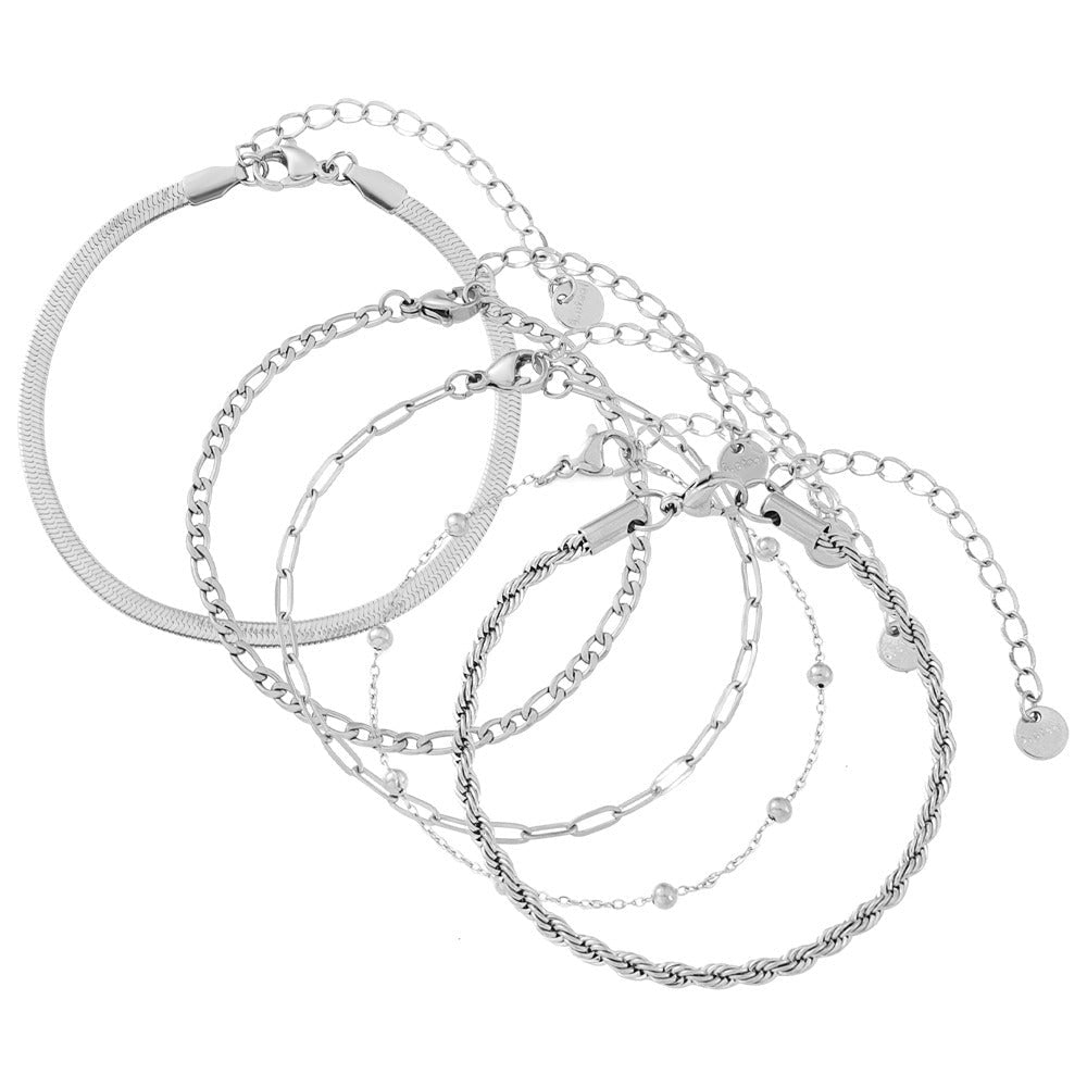 Kit Pulseiras Glamour Zircônias - Prata - Murano Joias