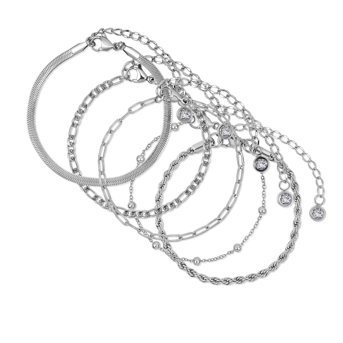 Kit Pulseiras Glamour Zircônias - Prata - Murano Joias